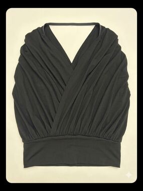 INC International Concepts Black Draped V-Neck Halter Top